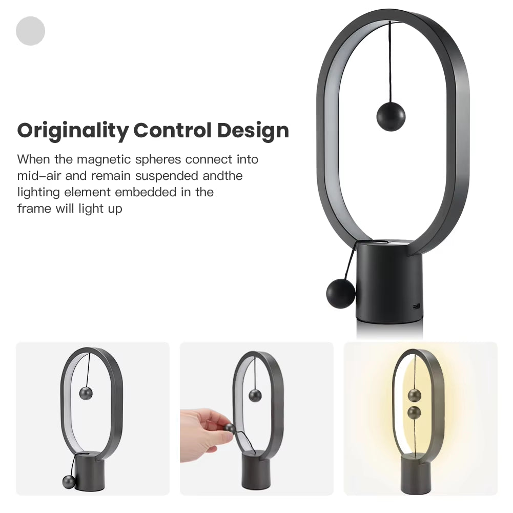 LED Mini Balance Table Lamp - USB Rechargeable Decorative Night Light for Bedroom