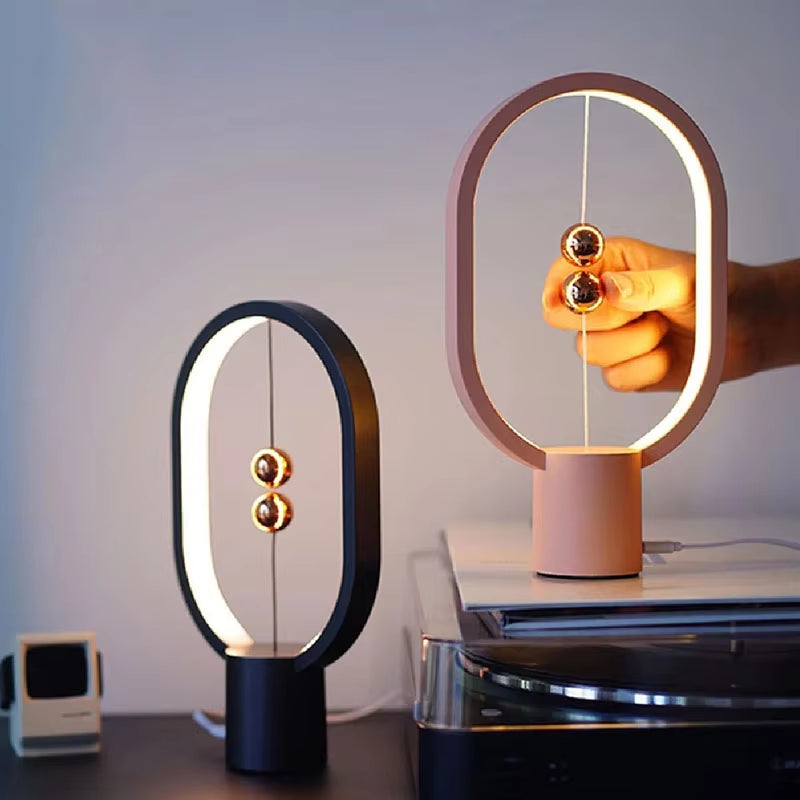 LED Mini Balance Table Lamp - USB Rechargeable Decorative Night Light for Bedroom