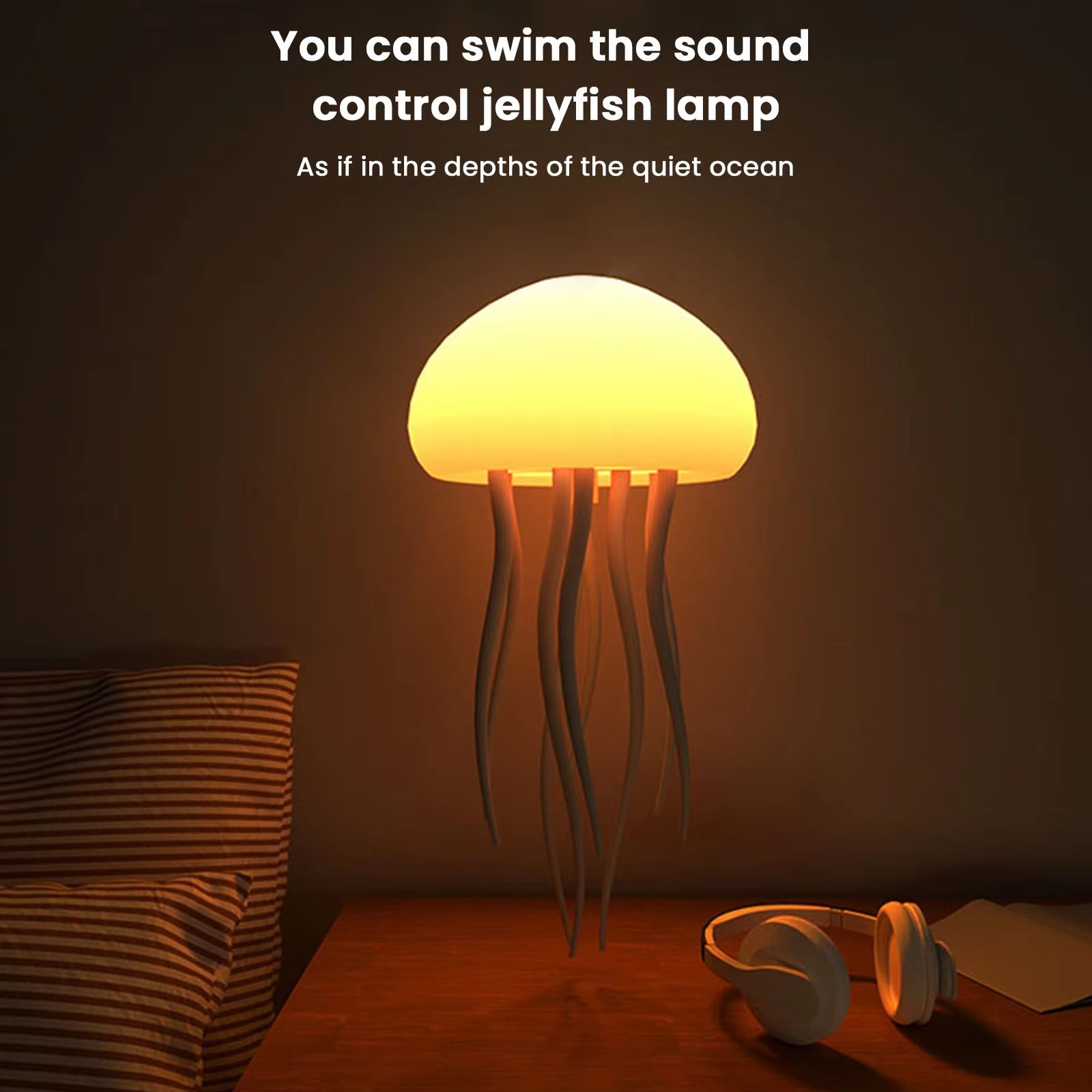 Jellyfish Atmosphere Light with Warm Glow and Full-Color Gradient, Featuring Two Modes and Automatic Tentacle Rotation