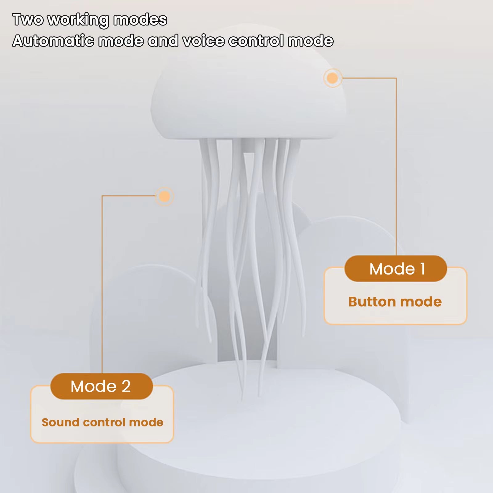Jellyfish Atmosphere Light with Warm Glow and Full-Color Gradient, Featuring Two Modes and Automatic Tentacle Rotation