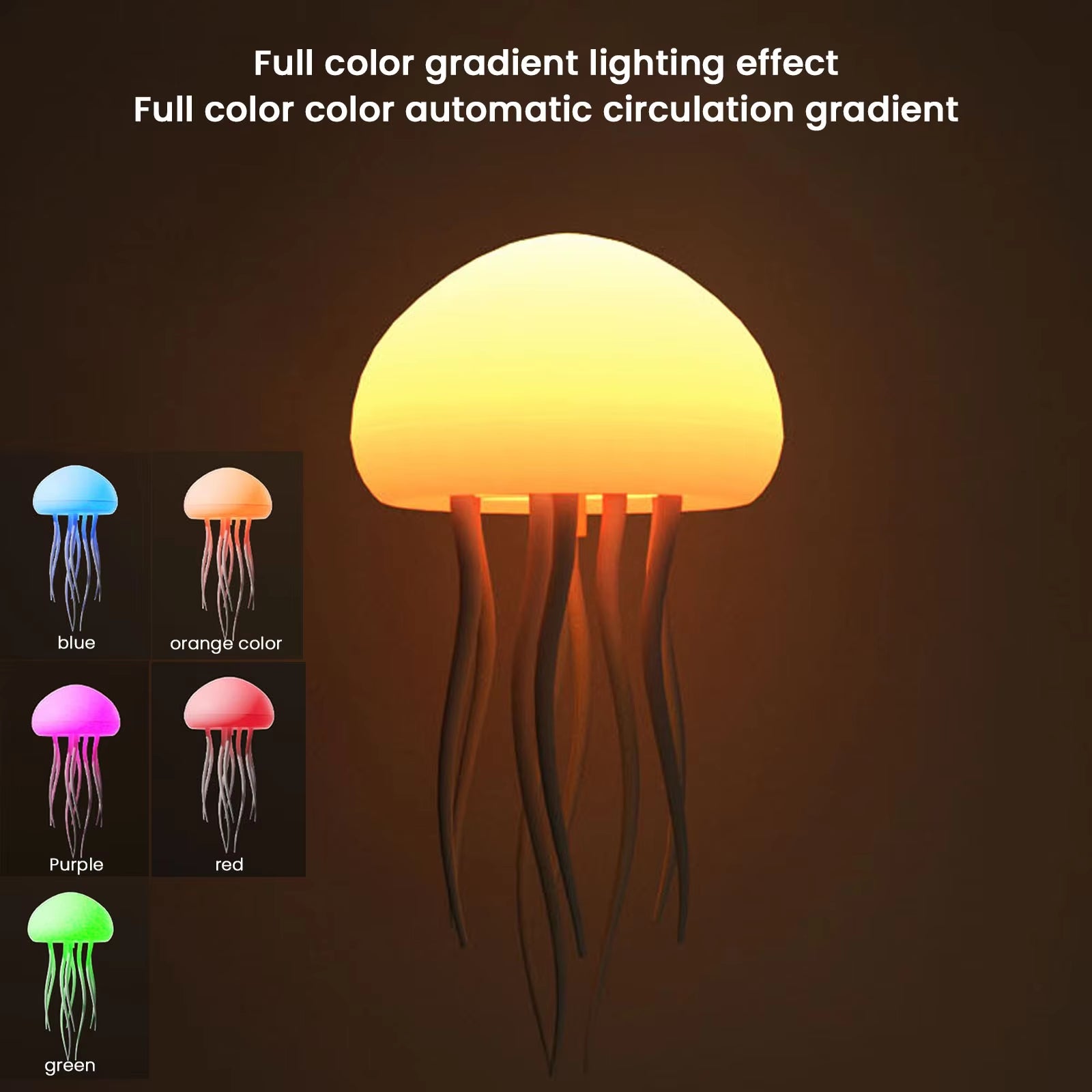 Jellyfish Atmosphere Light with Warm Glow and Full-Color Gradient, Featuring Two Modes and Automatic Tentacle Rotation