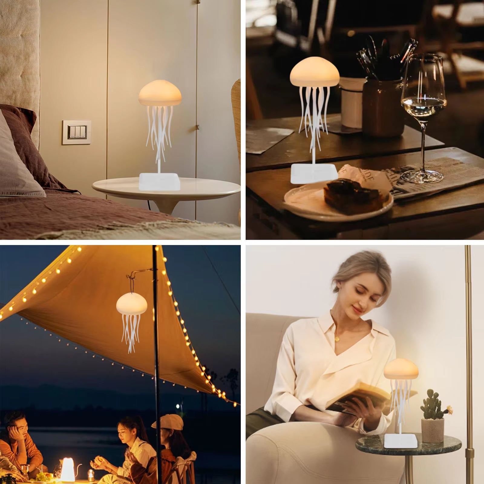 Jellyfish Atmosphere Light with Warm Glow and Full-Color Gradient, Featuring Two Modes and Automatic Tentacle Rotation